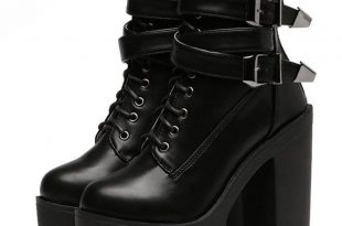 High Heels Platform Lace Up Buckle Leather Women Boots | RebelsMark