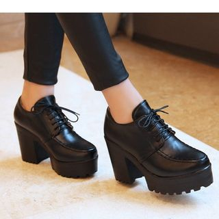 Freesia Lace-Up Chunky Heel Platform Shoes | YesSty