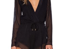 BEC&BRIDGE Nyx Long Sleeve Playsuit in Black Spot | REVOL