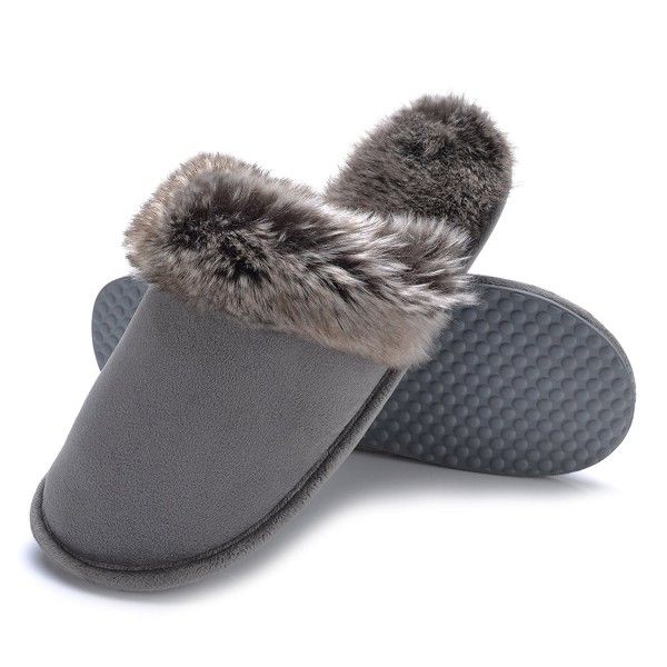 Womens indoor slippers Winter plush Slipper for women gray .