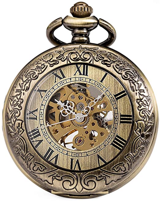 Amazon.com: SIBOSUN Pocket Watch Mechanical Skeleton Antique Men .