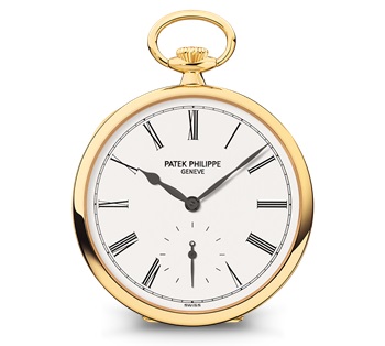 Patek Philippe | Open-Face Black Numerals Yellow Gold Pocket Watch .