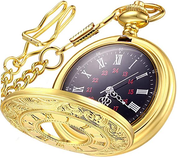 Amazon.com: LYMFHCH Vintage Pocket Watch Roman Numerals Scale .