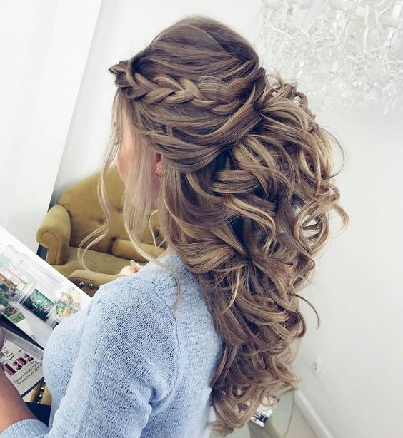 Pretty Half up half down hairstyles – partial updo wedding .