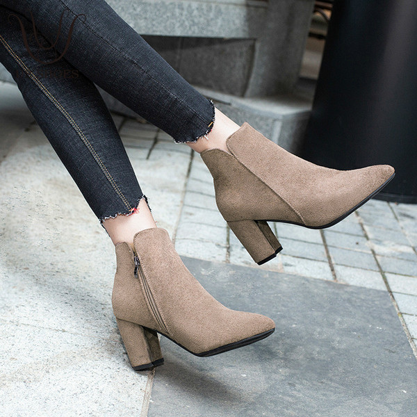 Buy 2018 Autumn Spring Women Shoes Chunky Heel Suede Fashion Pumps .