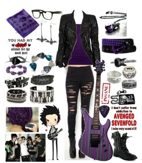 Purple & black | Pop punk fashion, Gothic outfits, Punk outfi