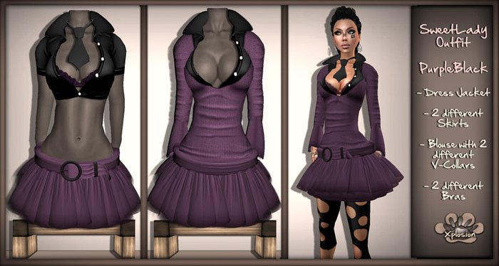 Second Life Marketplace - *X*plosion SweetLady Outfit (Purple/Blac