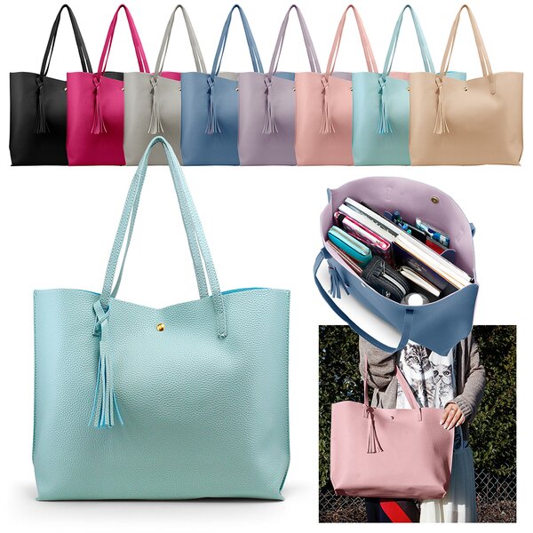 Women Tote Bag Tassels Leather Shoulder Handbags Fashion Ladies .