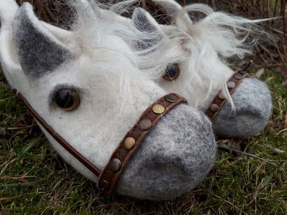 Gefilzte Hausschuhe-Wolle Hausschuhe-warme Hausschuhe-Pferde .