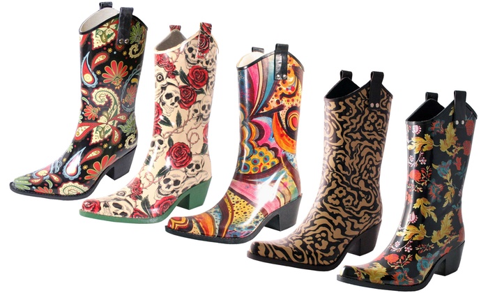 Up To 26% Off on Women's Cowboy Rubber Rain Boot | Groupon Goo