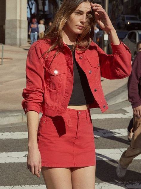 37 Stunning Red Denim Dress Ideas You Must Have | Fashion outfits .
