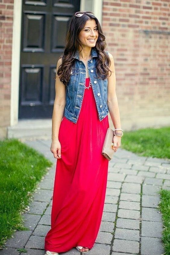 15 The Red Denim Dress Ideas You Must Have in 2020 | Jeans kleid .