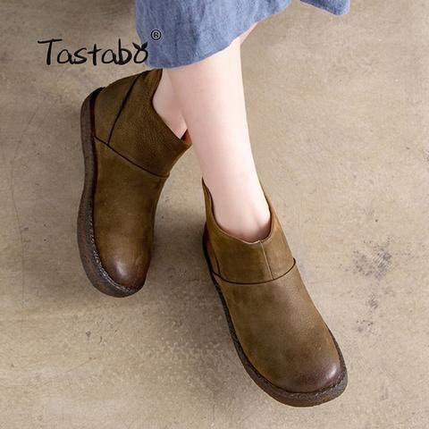 Tastabo Flat Platform Woman Shoe Handmade Genuine Leather Flats .