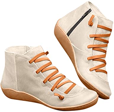 Amazon.com: cobcob Womens Zipper Boots,Ladies Retro PU Leather .