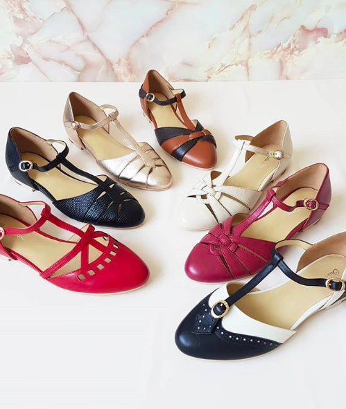 Retro vintage style shoes, vintage inspired flats, by Australian .