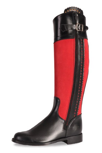 Two-tone black and red ladies boots Red and black boots for horse .