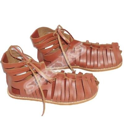 Medieval Renaissance Roman Leather Brown Caligae Sandals Armor .