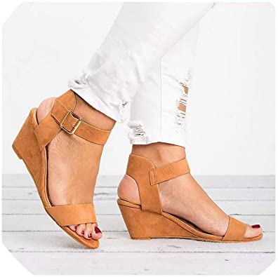 Amazon.com | Women Sandals Casual Shoes Buckle Strap Roman Sandals .