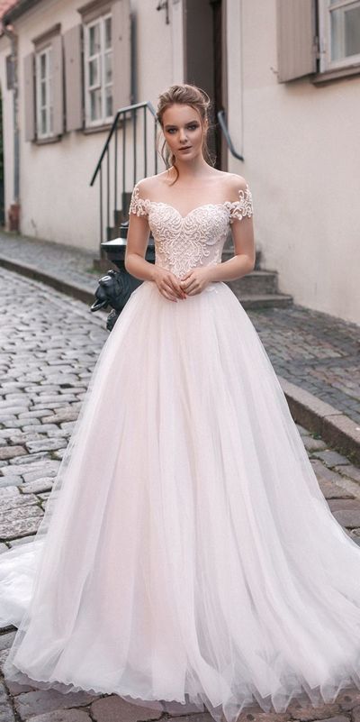 Romantic Off The Shoulder Wedding Dresses,Lace Tulle Custom Made .