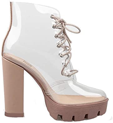 Amazon.com: perixir Peep Toe Ankle Sandals Boots Transparent: Sho