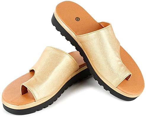 Amazon.com | Bunion Corrector Comfy PU Leather Sandals Open-Toe .