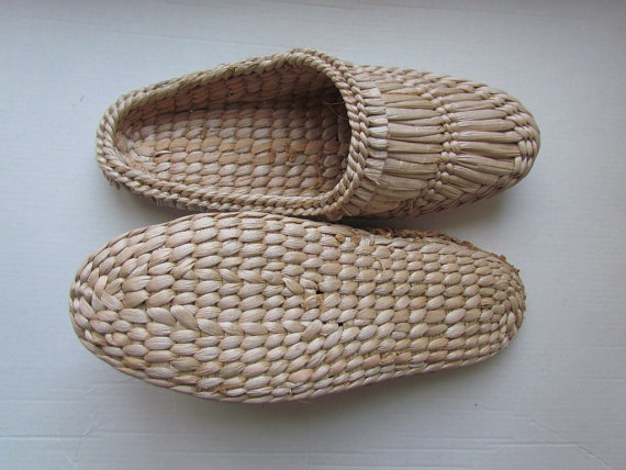 Bast sandals Straw slippers Sauna shoes Massage slippers Vegan .