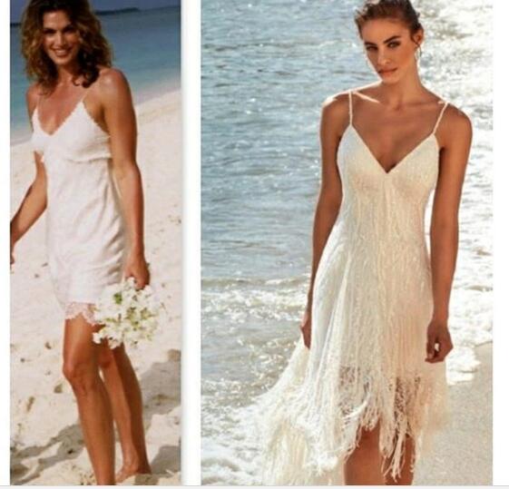 Sexy Short Beach Wedding Dress, Spaghetti Straps Wedding Dress on .