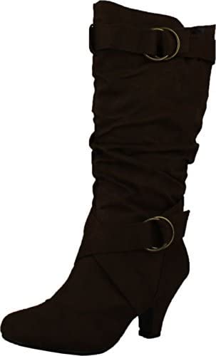 Amazon.com | CC Maggie-38 Women Knee High Kitty Heels Wide Shaft .