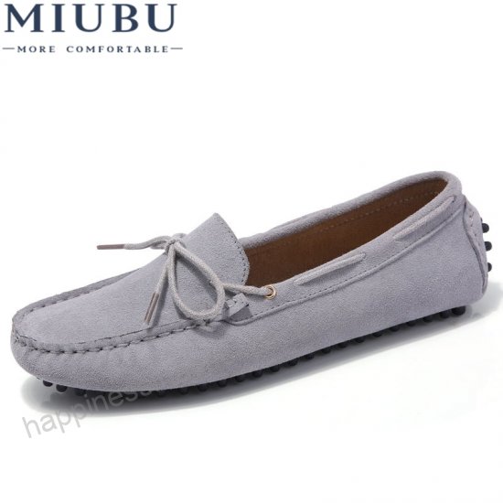 MIUBU Women Classic Loafers Shoes Suede Leather Slip On Knot .
