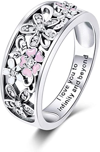 Amazon.com: BAMOER Sterling Silver Rings Flower Rings for Women .