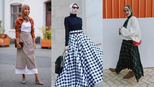 These Plaid Skirts Styles Are Perfect for Hijab Fashi