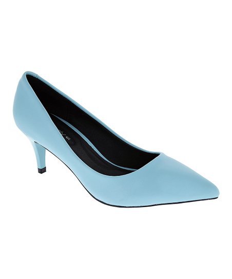 Weeboo Sky Blue Pointed-Toe Cherry Kitten Heel - Women | Best .