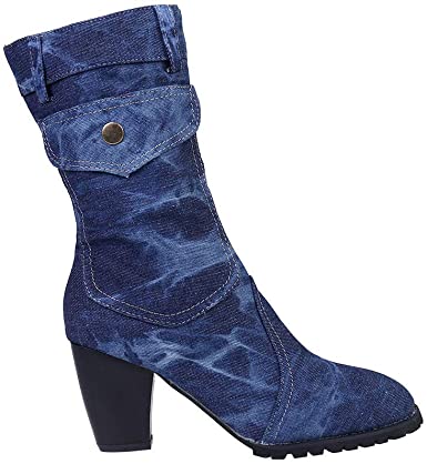 Amazon.com: Dainzuy Ankle Boots for Women Winter Denim Pump Shoes .
