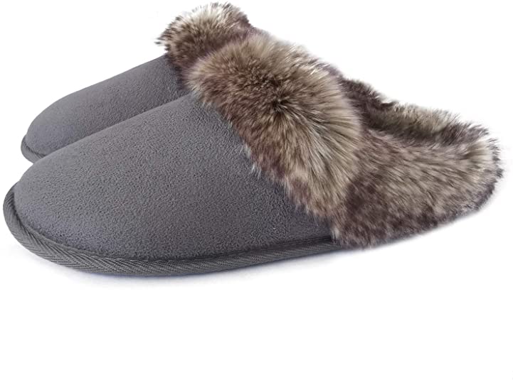 Amazon.com | ofoot Womens Moccasins Suede Clog Fur Slippers Ladies .