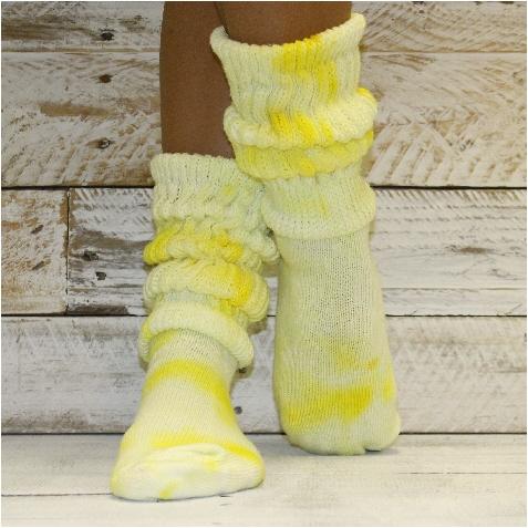 Hooters cotton slouch socks women - Tie dye lemon yellow | tie dye .