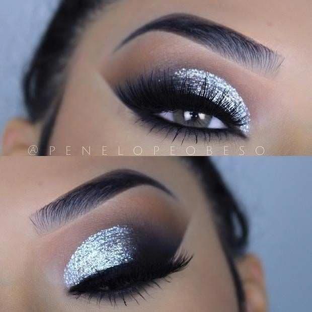 43 Glitzy NYE Makeup Ideas | Silver eye makeup, Silver glitter eye .