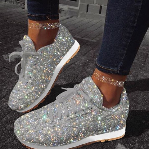 US$ 49.99 - Women Muffin Rhinestone New Crystal Platform Sneakers .