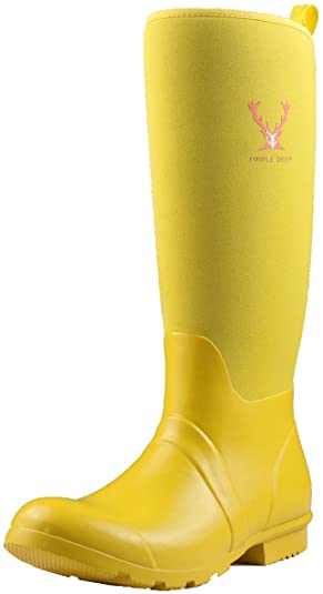 Amazon.com | Women's Mid-Calf Neoprene Rubber Rain Boots for .
