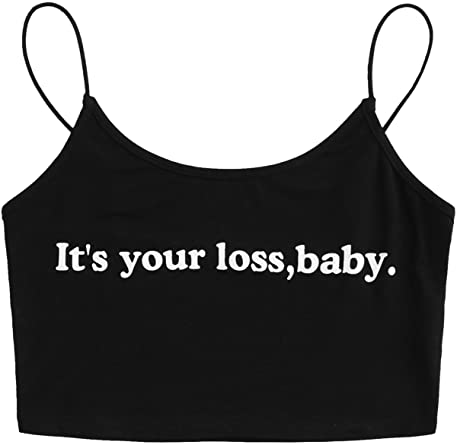 SweatyRocks Women's Spaghetti Strap Crop Top Letter Print Camisole .