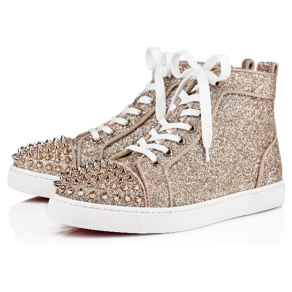 Christian Louboutin Lou Spikes Woman Orlato In Perle/colombe .