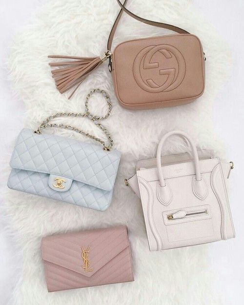 Pastel coloured designer bags that are perfect for spring. Gucci .