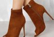 Fall and Winter Fashion Ankle BootiesTan Peep Toe Sttiletto Heels .