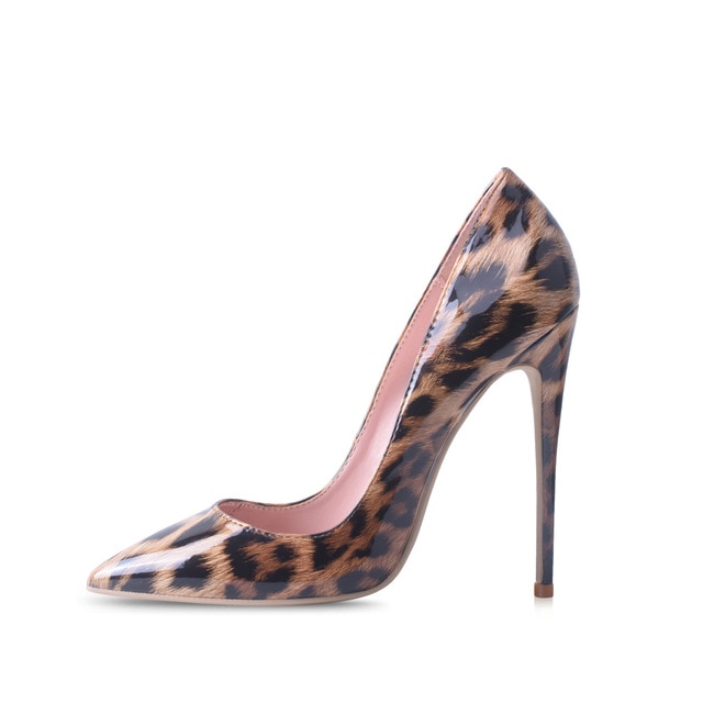 High Heels Shoes Women Leopard Print Sexy Pointy Toe Stilettos .