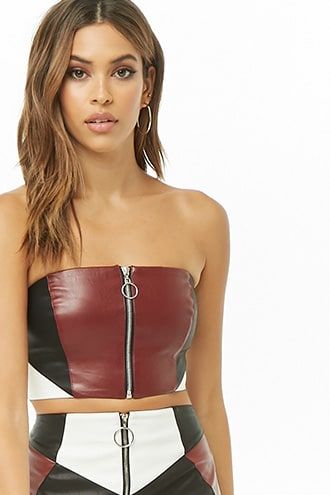 Faux Leather Colorblock Tube Top | Tube top, Strapless tops .