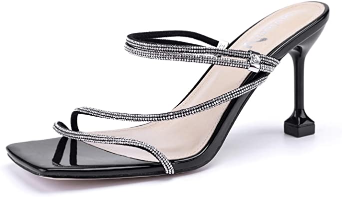 Amazon.com | vivianly Women's Square Toe Sandals Strappy Heels On .