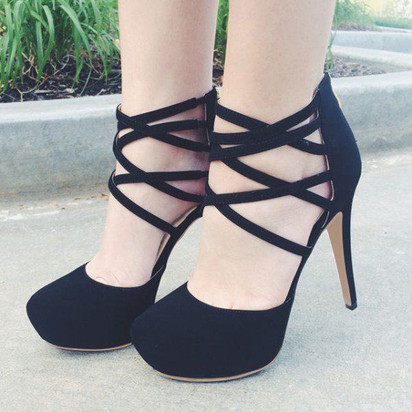 Women's Style Pumps Black Ankle Strap Stiletto Heels Pumps Women's .
