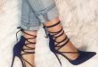 Strappy navy blue heels | Heels, Navy high heels, High hee