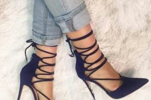 Strappy navy blue heels | Heels, Navy high heels, High hee