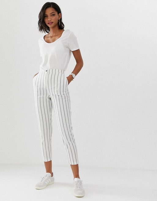 ASOS DESIGN striped linen slim cigarette pants | AS