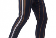Navy Vertical Striped Pants with Side Stripes | Mens pants fashion .